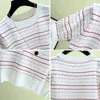 Grande Taille Casual Stripe Thin Femmes Tricots T-Shirt Mode Coréenne À Manches Courtes Tops Tricotés Femlae D'été O-Neck Pull Tees 210522