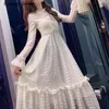 White Lace Dress Woman Elastic Bust Elegant Maxi Vestido Clothing Flare Sleeve Vintage Bridesmaid Party Dresses Female 210603