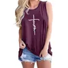 Summer Faith Print Sleeveless T Shirts Womens Fashion Streetwear O Neck Casual Tee Shirt Female Plus Size Ladies Tops 210608