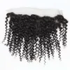 Indian Jerry Curly Human Hair Stängningar PRECLED 13x4 Spets Frontal Free Middle Three Part