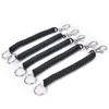 6pcs Plastique noir rétractable Spring Coil SPRALT STREAT STRAPAL KEYCHAIN KEY RING POUR MEN FEMMES CLÉ Holder Course Cadeaux G1019