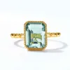 Allnoel Высококачественные элегантные женские кольца прямоугольник синтетический зеленый аметист регулируемый 925 стерлингового серебра серебра 411217