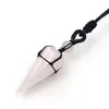 Genezing zeshoekige piramide steen amethist roze kristal quartz opaal hanger ketting touw kettingen voor mannen vrouwen mode-sieraden