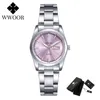 Wristwatches Relogio Feminino Dress Pink Women Watch WWOOR Ladies Top Luxury Bracelet Wrist Simple Quartz Calendar Clock Gift Box7921249