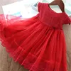 Pizzo Ragazza Vestito da festa Abbigliamento per bambini Principessa Abiti per bambini Per ragazze Abbigliamento causale 2 3 5 6 7 anni Bianco Rosso Vestido Robe Fille G220518