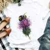 Donna Lady Floral Acquerello Bee Fashion Casual anni '90 Stampa T Tee Maglietta da donna per camicia da donna T-shirt con grafica superiore X0527