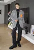 IDEFB Wiosna i jesień Koreański Moda Plaid Wzór Patchwork Pojedyncze kieszenie Kartuarni Płaszcz Dla Mężczyzn Trend Duży Rozmiar Blazers 9Y4688 210524
