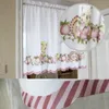 Cafe Short Kitchen Curtains Frutta Design Ricamo Pizzo Tenda per porta giapponese Cotone e lino Blending Window Curtains 210712