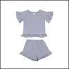 Ensembles de vêtements bébé enfants bébé, maternité enfant fille manches courtes shorts à volants décoration décolleté bandage été goutte livraison 2021 gtwcz