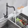 Onyzpily Kitchen Sink Faucets Black Bronze Kitchen 360 Rotation Kitchen Water Crane Tap Single Handle Mixer Tap 210724