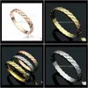 Bangle Bracelets Jewelry Drop Delivery 2021 Brand Stainless Steel Hard 18K Gold Rose Sier Ribbed Bracelet For Fashion Men Women Cocktail Part