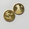 10 pcs non magneitc 기타 예술과 공예에서 God Trust American Freedom Gold Plated Liberty Souvenir Coin Home Decoraiton Collectible Gift