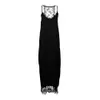 New Lace Patchwork Black Strap Maxi Dress Casual Loose Scollo a V senza maniche Sode Split Summer Beach Abiti da donna Abito lungo Robe 210331