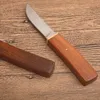 New Straight Knife D2 Drop Point Mirror Polish Blade Rosewood Handle Fixed Blades Knives With Wood Sheath