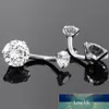 Kristallblomma 1 st dubbel mode mage knapp ringar AAA Zirkon kirurgisk stålkropp smycken sexig navel piercing septum ring