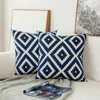 Cushion/Decorative Pillow Throw Pillows Navy Blue Pillowcase Cotton Canvas Embroidered Geometric Wool Sofa Bedroom Cushion 45*45cm