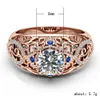 Huitan роскошные пасьяндовые кольца кольцо с полым цветочным дизайном блестящий кубический цирконий ювелирные изделия коктейль кольца для женщин