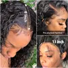 Spitzeperücken 13x6 Wasserwelle Vordere Perücke transparente HD-Frontal-nasses und gewelltes lockiges menschliches Haar für schwarze Frauen
