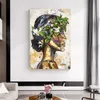 Menina com flor cartaz de parede arte fotos para sala de estar moderno decoração home mulher imprime lona pintura sem moldura