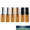 Wholesale 3ml portátil de vidro marrom frascos de perfume atomizador contencitador cosmético para óleo essencial