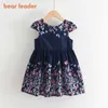 Urso líder meninas princesa doces vestidos tendência crianças bebê floral trajes festa de crianças sem mangas vestidos bonito 3-79708