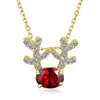 Zircon Zinc Alloy Fawn Elk Necklace för julkvinnor Flickor Xmas Ornaments Presentkedja Rose Gold Silver Color Chains