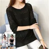 Sexy holle bottoming trui vrouwen trendy mode losse ronde hals pullover gebreide jumpers appliques vrouwelijke lente zomer 210427