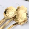 10PIC / Set Sevimli Paslanmaz Çelik Çiçek Çay Kaşığı Tatlı Kahve Kaşık Altın Sakura Gül Araçları