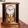 Vintage Desk Clock Antique Table Classic Flip Clock Alarm Wood European Retro Decoration Living Room Luxury Office Desk Modern 211112