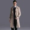 Männer Trenchcoats Herren Luxus Lange Stil Windjacke Zweireiher Jacken Plus Größe 6XL Frühling Und Herbst Khaki Viol22