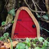 Décorations De Jardin Mini Miniature Fée Porte Cour Sculpture Cour En Bois Nain Fenêtre Porte Pour Arbre Gnome Art Statues Decorat E2w1