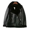 Shenegpele Fur One Coat Streetwear Kvinnors Höst och Winter Lapel Lutad Zipper Plush Tjockemotorcykeljacka 5B840 210427