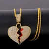 S2091 bijoux de mode collier pendentif coeur brisé colliers d'amour Rhinstone