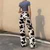 Jeans da donna Mucche Stampa Vita alta Streetwear Padelle larghe Pantaloni vintage in denim casual Harajuku dritti per donna