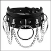 Chokers halsband hängsmycken smyckenwind personlighet överdriven pu läder halsband punk gata nattklubb o-ring klumpkedja hals krage