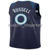 Heren vrouwen jeugd d'angelo russell # 0 jersey groen wit marine gestikte aangepaste naam Any Number Basketball Jerseys