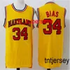 100% Cousu 34 LEN BIAS MARYLAND BASKETBALL JERSEY Hommes Femmes Jeunes Numéro Personnalisé Nom Maillots XS-6XL