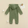 Automne nouveau-né bébé barboteuse vêtements chauds enfants garçon fille coton tricoté côtelé combinaison Oblique fermeture éclair solide vêtements tenue