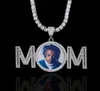 Men Women Custom Name Baguette Letters Photo Round Medallions Pendant gifts Zircon Necklace Hiphop Jewelry