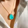 Boucles d'oreilles collier mode goutte d'eau ensemble de bijoux Paraiba Tourmaline couleur argent chaîne pendentif Fine zircone pierre cadeau