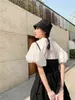 Siyah Spagetti Kayışı Elbise Bahar Papatya Çiçek Aplike Siyahsız Dantelli Kadın Kore Kawaii Giysileri 210427