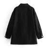 Kvinnor Höst Casual Shirts Jackor Coats Loose Långärmad Svart Ullfickor Kvinnlig Vintage Elegant Street Jacket OuterWear 210513