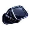 18*14cm Black smoking rolling tray with magnetic lid Tobacco storage trays plain color cigarette plate metal smoke accessory