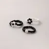 3 teile/sätze INS Mode Handgemachte Perlen Joint Ring Sets für Frauen Hübsche Blumen Einstellbare Schmuck Zubehör