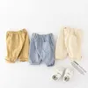 Boys Beach Shorts Summer Todder Baby Causal Clothes Kids Solid Color Trousers Pocket Pants 100% Cotton For 2-8 10 Years 210529