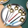 Coffee Spoon 7.7" Long Handle Ice Cream Dessert Tea Stir Spoons Golden Silver Rainbow Color Stainless Steel Tableware