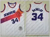 Top-Qualität Mitchell und Ness Basketball Karl Malone Trikot 32 Steve Nash 13 Charles Barkley 34 John Stockton 12 Retro Lila Schwarz Weiß Orange Aufgenähtes großes Team-Logo