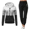 Frauen Hoodie Set Sportwear Anzug Casual Jacke Sweatshirt + Hosen 2 Stück Set Splice Trainingsanzug Anzug Y0625