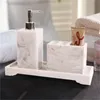 Four-piece Set Nordic Marble Texture Resin Brushing Cup Lotion Bottle Tray Bathroom Supplies Accessories Toothbrush holder SH190919