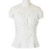 Kadın Bluzlar Gömlek Retro Vintage Kadın Bluz Yaz Düşük Arka Köylü Kısa Kollu Bayan 50 S 60 S Pinup Pamuk Beyaz Artı Boyutu Üstleri